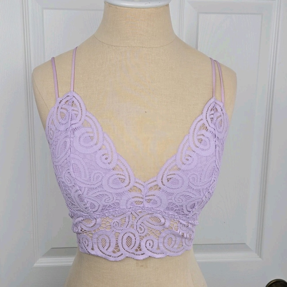 Victoria's Secret PINK Purple Lace‎ Bralette Strappy Women's Size M Lingerie